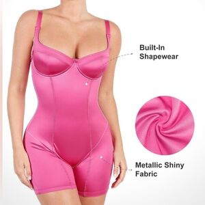 Popilush Shapewear Sculpting Shine Mid-Thigh Corset Romper